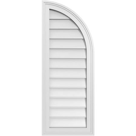 Ekena Millwork Quarter Round Top Right Surface Mount PVC Gable Vent w/ 2"W x 1-1/2"P Brickmould Frame, 14"W x 36"H GVPQR14X3602SN